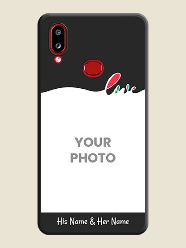 Custom Fall in Love Pattern with Picture on Photo on Space Black Soft Matte Mobile Case - Galaxy A10s - alternate view