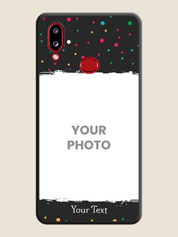 Custom Multicolor Dotted Pattern with Text on Space Black Custom Soft Matte Phone Back Cover - Galaxy A10s - alternate view