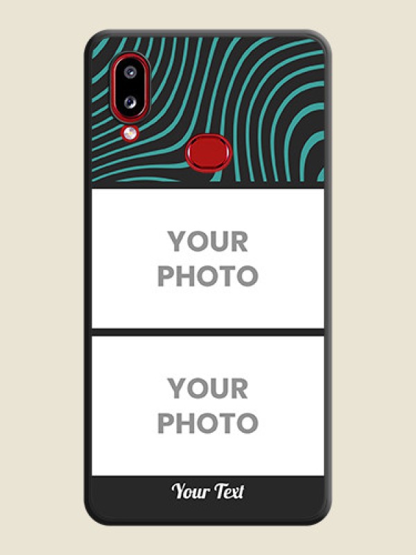 Custom Wave Pattern with 2 Image Holder on Space Black Personalized Soft Matte Phone Covers - Galaxy A10s - alternate view
