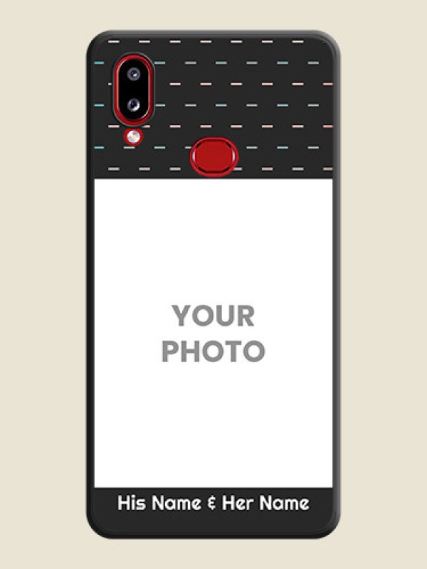 Custom Line Pattern Design with Text on Space Black Custom Soft Matte Phone Back Cover - Galaxy A10s - alternate view