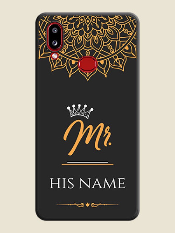Custom Mr Name with Floral Design  on Personalised Space Black Soft Matte Cases - Galaxy A10s - alternate view