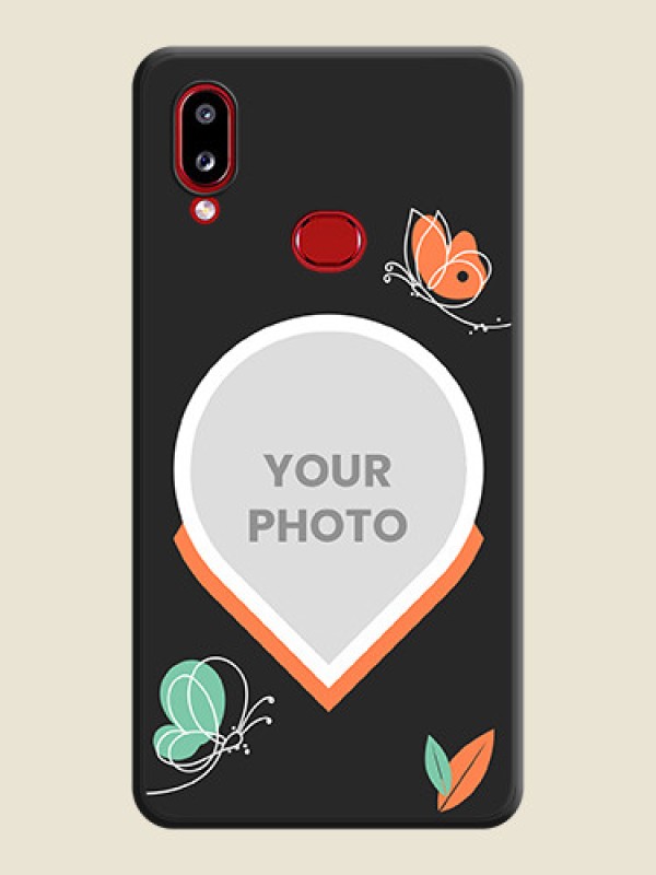 Custom Upload Pic With Simple Butterly Design On Space Black Personalized Soft Matte Phone Covers -Samsung Galaxy A10S - alternate view