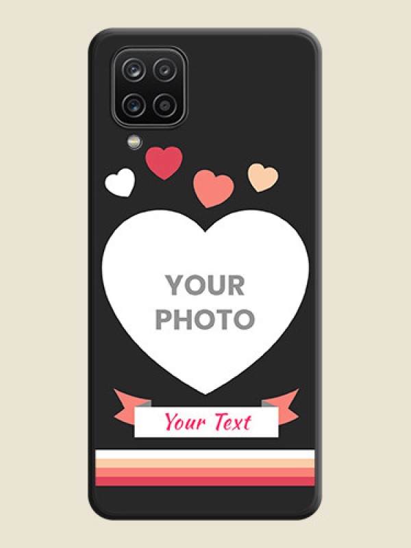 Custom Love Shaped Photo with Colorful Stripes on Personalised Space Black Soft Matte Cases - Galaxy A12 - alternate view