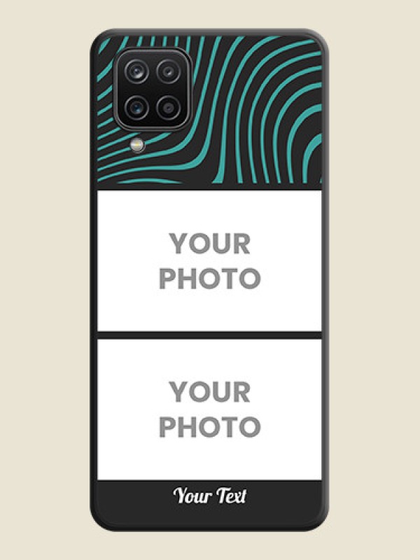 Custom Wave Pattern with 2 Image Holder on Space Black Personalized Soft Matte Phone Covers - Galaxy A12 - alternate view