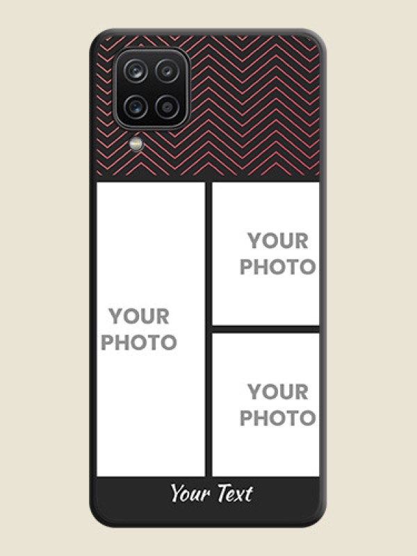 Custom Wave Pattern with 3 Image Holder on Space Black Custom Soft Matte Back Cover - Galaxy A12 - alternate view