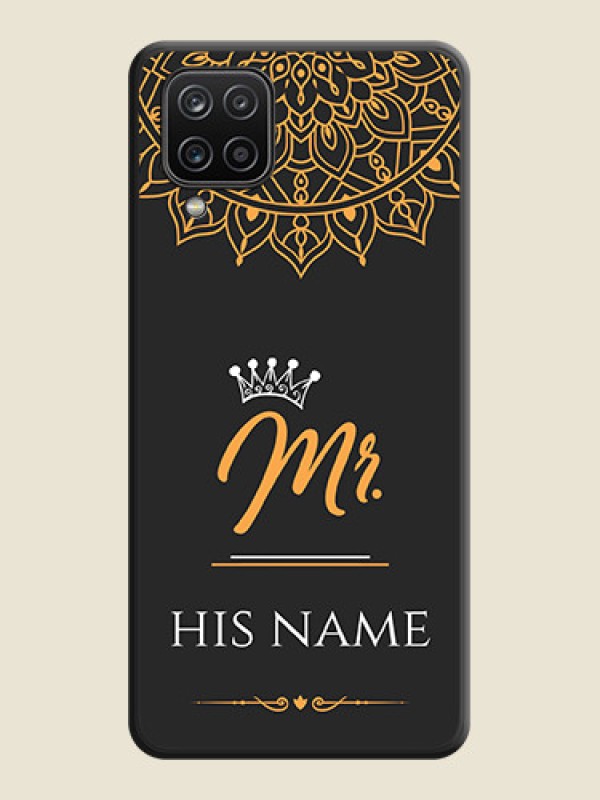 Custom Mr Name with Floral Design  on Personalised Space Black Soft Matte Cases - Galaxy A12 - alternate view