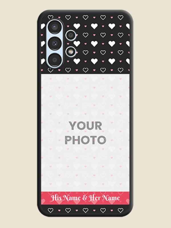 Custom White Color Love Symbols with Text Design on Photo on Space Black Soft Matte Phone Cover - Galaxy A13 - alternate view