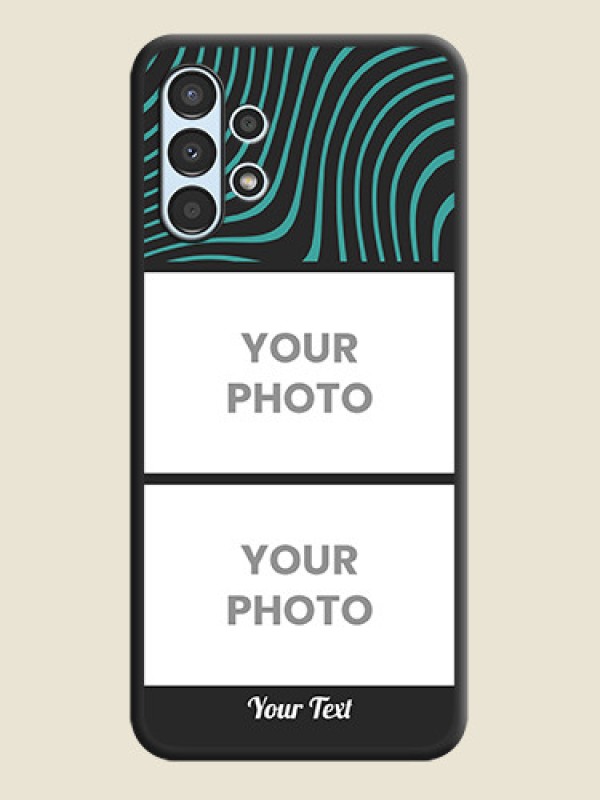 Custom Wave Pattern with 2 Image Holder on Space Black Personalized Soft Matte Phone Covers - Galaxy A13 - alternate view