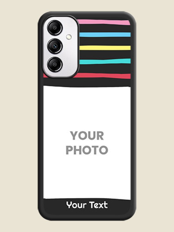 Custom Multicolor Lines with Image on Space Black Personalized Soft Matte Phone Covers -Galaxy A14 4G - alternate view