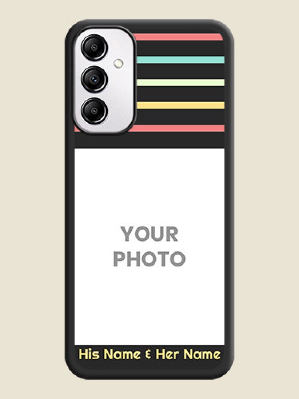 Custom Color Stripes with Photo and Text - Photo on Space Black Soft Matte Mobile Case -Galaxy A14 4G - alternate view