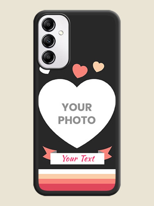 Custom Love Shaped Photo with Colorful Stripes on Personalised Space Black Soft Matte Cases - Samsung Galaxy A14 - alternate view