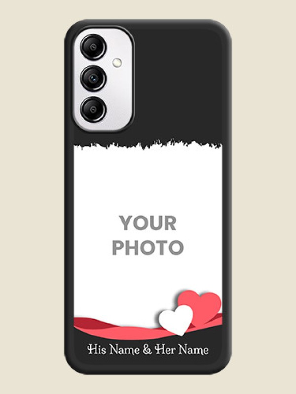 Custom Pin Color Love Shaped Ribbon Design with Text on Space Black Custom Soft Matte Phone Back Cover - Samsung Galaxy A14 - alternate view