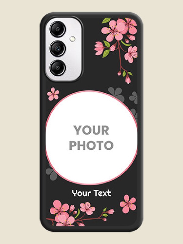 Custom Round Image with Pink Color Floral Design on Photo on Space Black Soft Matte Back Cover - Samsung Galaxy A14 - alternate view