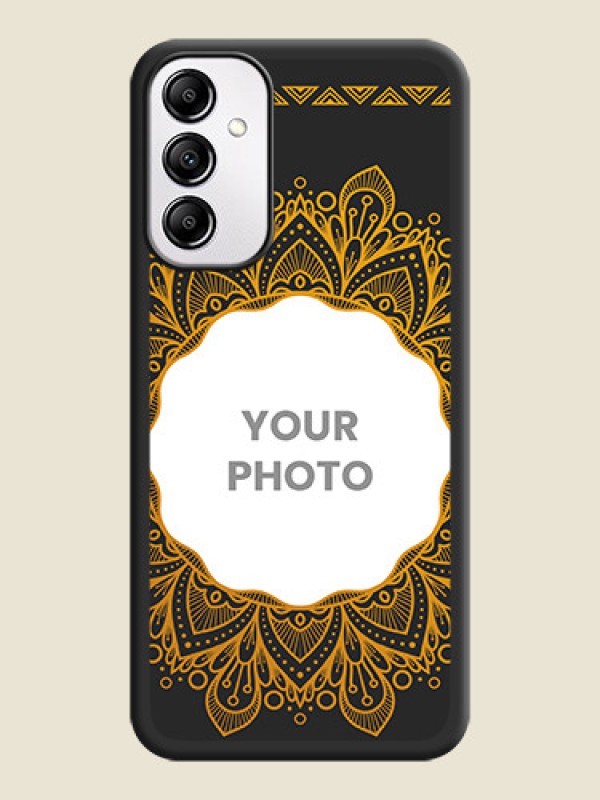 Custom Round Image with Floral Design on Photo on Space Black Soft Matte Mobile Cover - Samsung Galaxy A14 - alternate view