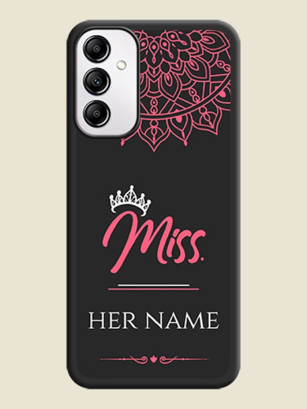Custom Mrs Name with Floral Design on Space Black Personalized Soft Matte Phone Covers - Samsung Galaxy A14 - alternate view