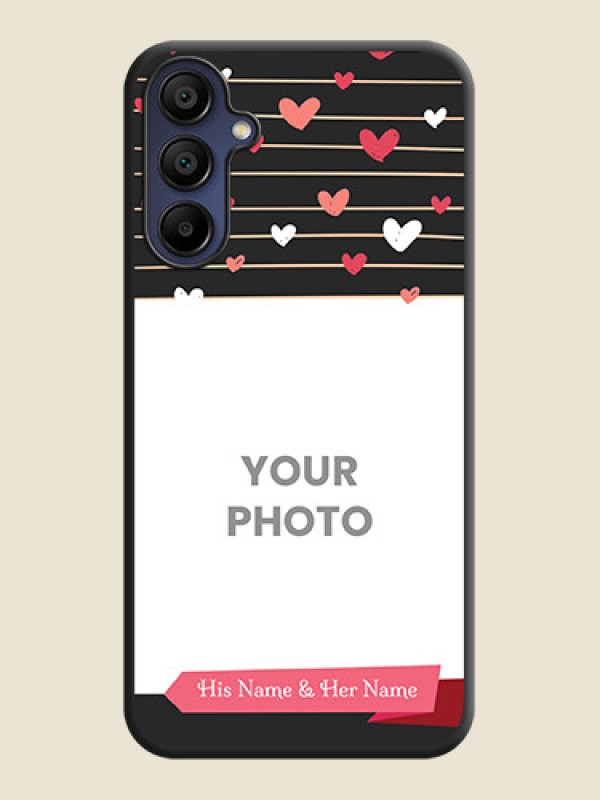Custom Love Pattern with Name on Pink Ribbon - Photo on Space Black Soft Matte Back Cover - Galaxy A15 5G - alternate view