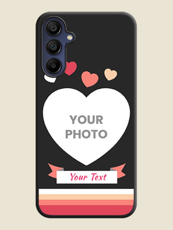 Custom Love Shaped Photo with Colorful Stripes on Personalised Space Black Soft Matte Cases - Galaxy A15 5G - alternate view