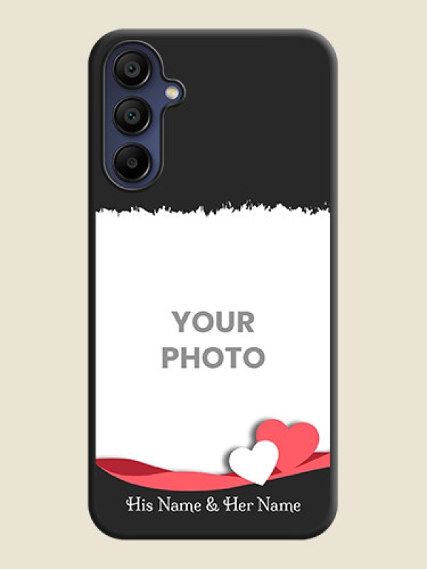 Custom Pink Color Love Shaped Ribbon Design with Text on Space Black Custom Soft Matte Phone Back Cover - Galaxy A15 5G - alternate view