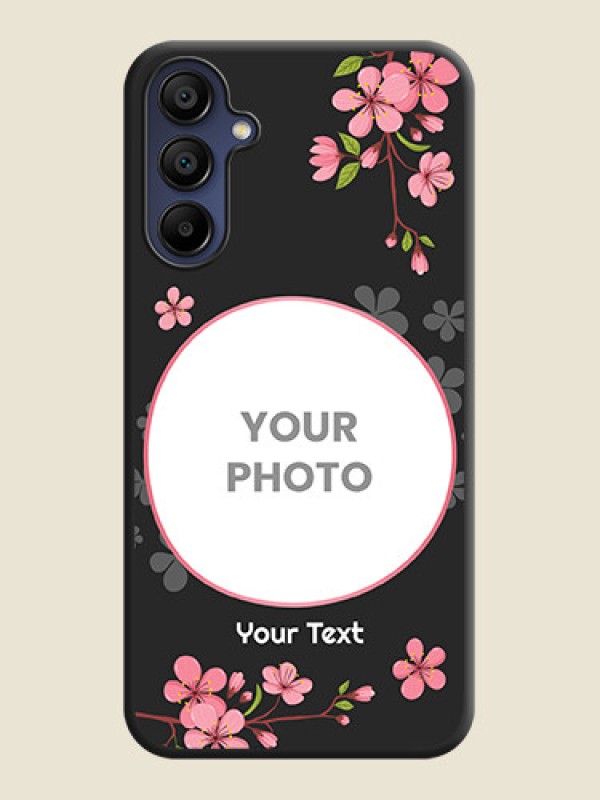 Custom Round Image with Pink Color Floral Design - Photo on Space Black Soft Matte Back Cover - Galaxy A15 5G - alternate view
