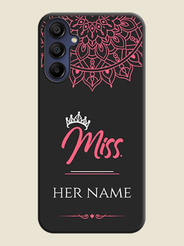Custom Mrs Name with Floral Design on Space Black Personalized Soft Matte Phone Covers - Galaxy A15 5G - alternate view