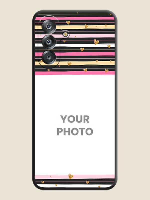 Custom Multicolor Lines and Golden Love Symbols Design on Photo On Space Black Custom Soft Matte Mobile Back Cover - Samsung Galaxy A17 5G - alternate view