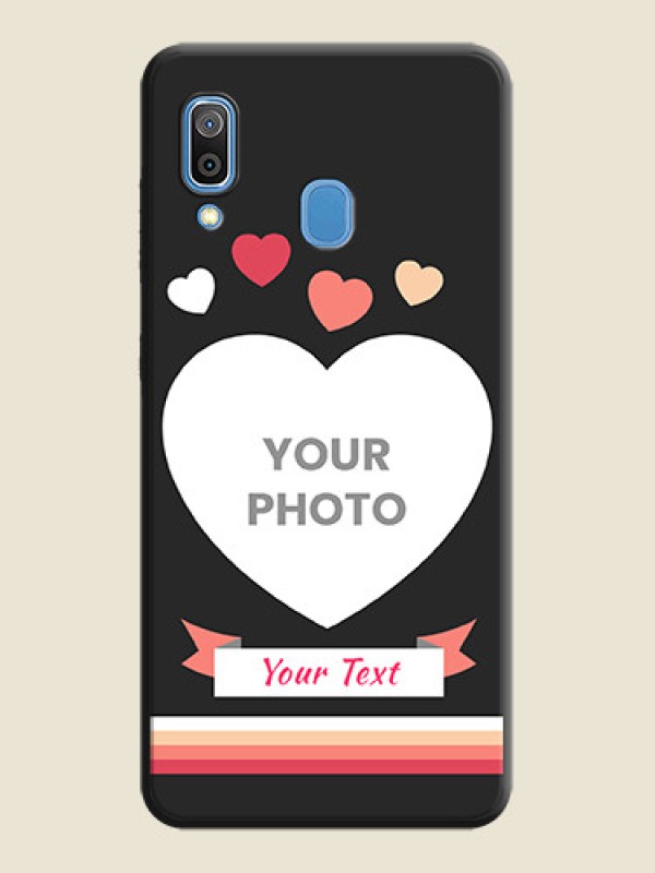 Custom Love Shaped Photo with Colorful Stripes on Personalised Space Black Soft Matte Cases - Galaxy A20 - alternate view