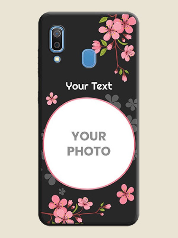 Custom Round Image with Pink Color Floral Design - Photo on Space Black Soft Matte Back Cover - Galaxy A20 - alternate view
