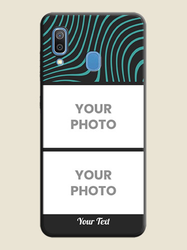Custom Wave Pattern with 2 Image Holder on Space Black Personalized Soft Matte Phone Covers - Galaxy A20 - alternate view