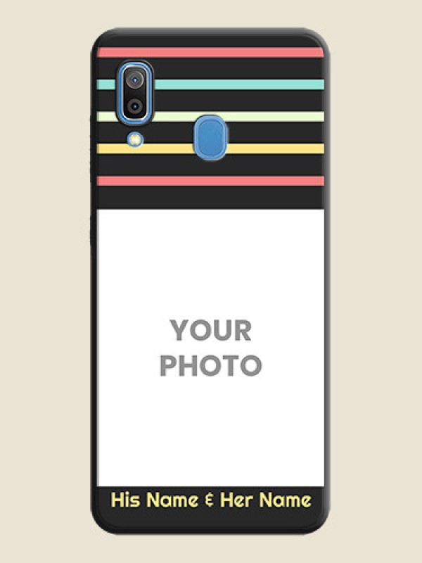 Custom Color Stripes with Photo and Text - Photo on Space Black Soft Matte Mobile Case - Galaxy A20 - alternate view