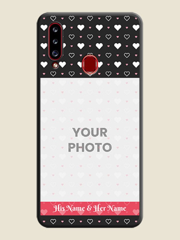 Custom White Color Love Symbols with Text Design on Photo on Space Black Soft Matte Phone Cover - Galaxy A20s - alternate view