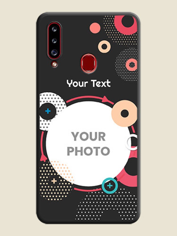 Custom Multicoloured Round Image on Personalised Space Black Soft Matte Cases - Galaxy A20s - alternate view
