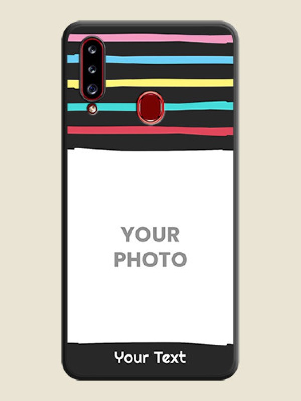 Custom Multicolor Lines with Image on Space Black Personalized Soft Matte Phone Covers - Galaxy A20s - alternate view