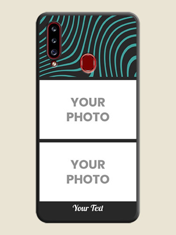 Custom Wave Pattern with 2 Image Holder on Space Black Personalized Soft Matte Phone Covers - Galaxy A20s - alternate view