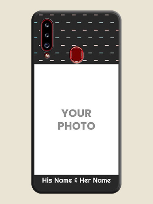 Custom Line Pattern Design with Text on Space Black Custom Soft Matte Phone Back Cover - Galaxy A20s - alternate view