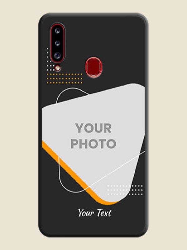Custom Yellow Triangle on Photo on Space Black Soft Matte Phone Cover - Galaxy A20s - alternate view