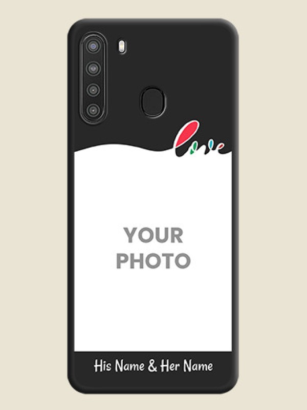Custom Fall in Love Pattern with Picture on Photo on Space Black Soft Matte Mobile Case - Galaxy A21 - alternate view