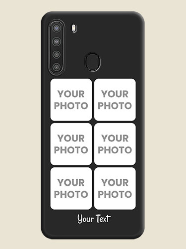 Custom Floral Art with 6 Image Holder on Photo on Space Black Soft Matte Mobile Case - Galaxy A21 - alternate view