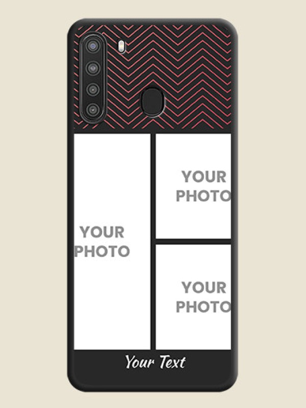Custom Wave Pattern with 3 Image Holder on Space Black Custom Soft Matte Back Cover - Galaxy A21 - alternate view