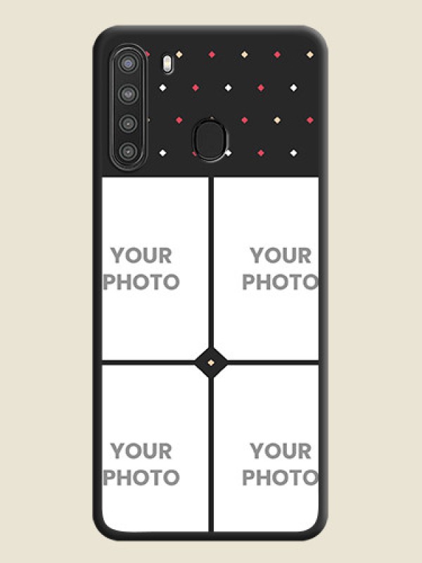 Custom Multicolor Dotted Pattern with 4 Image Holder on Space Black Custom Soft Matte Phone Cases - Galaxy A21 - alternate view