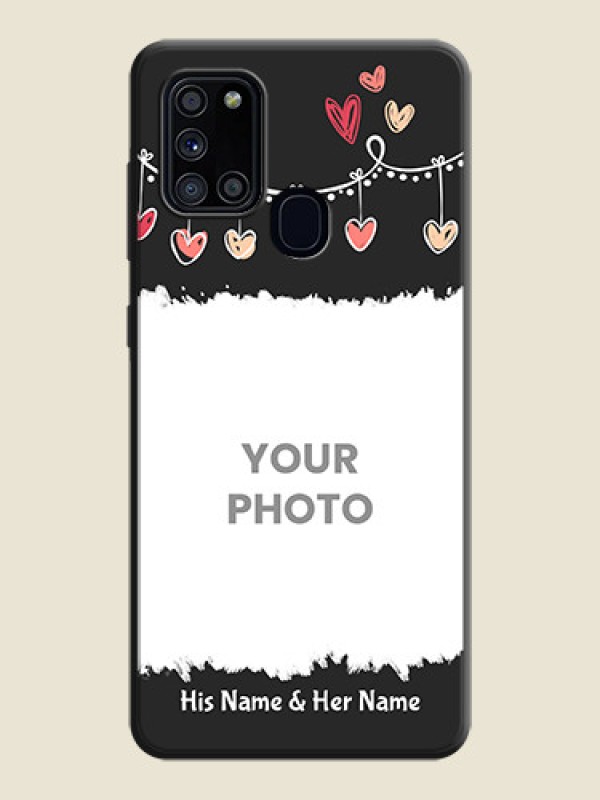 Custom Pink Love Hangings with Name on Space Black Custom Soft Matte Phone Cases - Galaxy A21S - alternate view