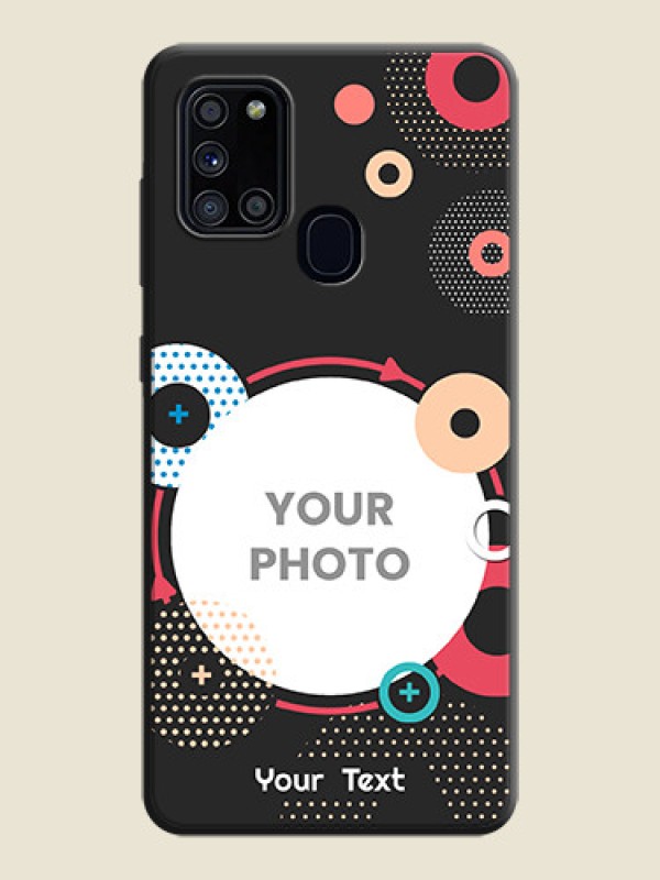Custom Multicoloured Round Image on Personalised Space Black Soft Matte Cases - Galaxy A21S - alternate view
