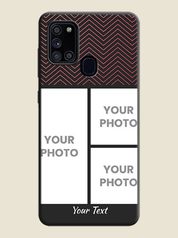 Custom Wave Pattern with 3 Image Holder on Space Black Custom Soft Matte Back Cover - Galaxy A21S - alternate view