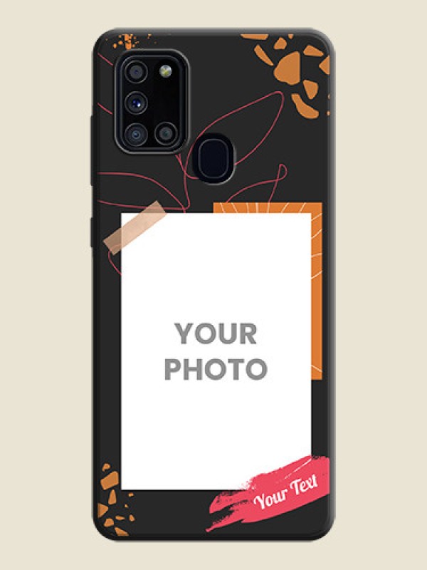 Custom Orange Photo Frame on Space Black Custom Soft Matte Phone Back Cover - Galaxy A21S - alternate view