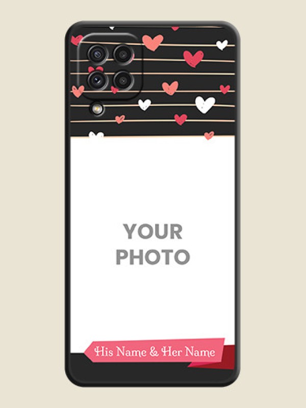 Custom Love Pattern with Name on Pink Ribbon  on Photo on Space Black Soft Matte Back Cover - Galaxy A22 4G - alternate view