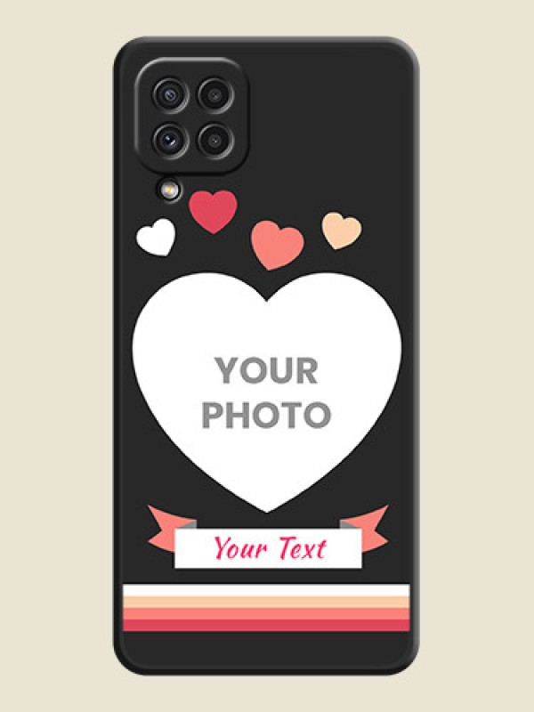 Custom Love Shaped Photo with Colorful Stripes on Personalised Space Black Soft Matte Cases - Galaxy A22 4G - alternate view
