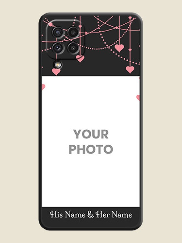 Custom Pink Love Hangings with Text on Space Black Custom Soft Matte Back Cover - Galaxy A22 4G - alternate view