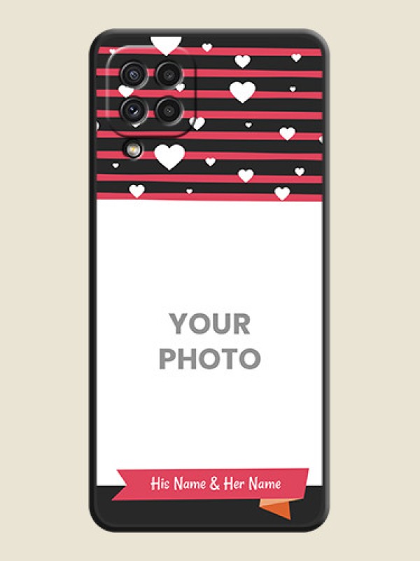 Custom White Color Love Symbols with Pink Lines Pattern on Space Black Custom Soft Matte Phone Cases - Galaxy A22 4G - alternate view