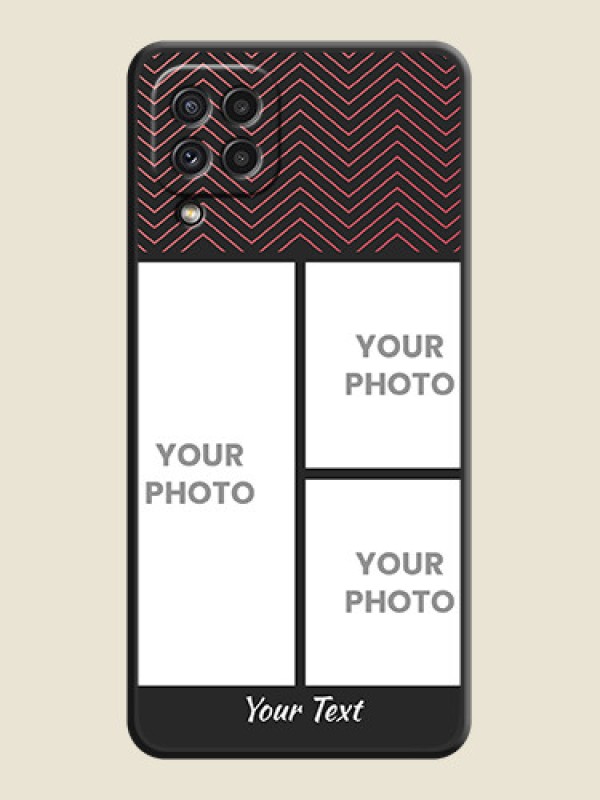 Custom Wave Pattern with 3 Image Holder on Space Black Custom Soft Matte Back Cover - Galaxy A22 4G - alternate view