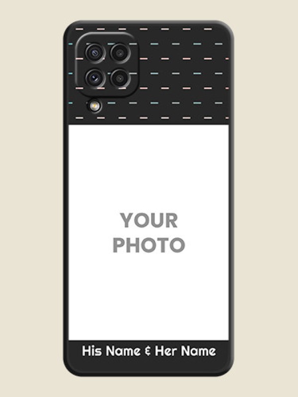 Custom Line Pattern Design with Text on Space Black Custom Soft Matte Phone Back Cover - Galaxy A22 4G - alternate view