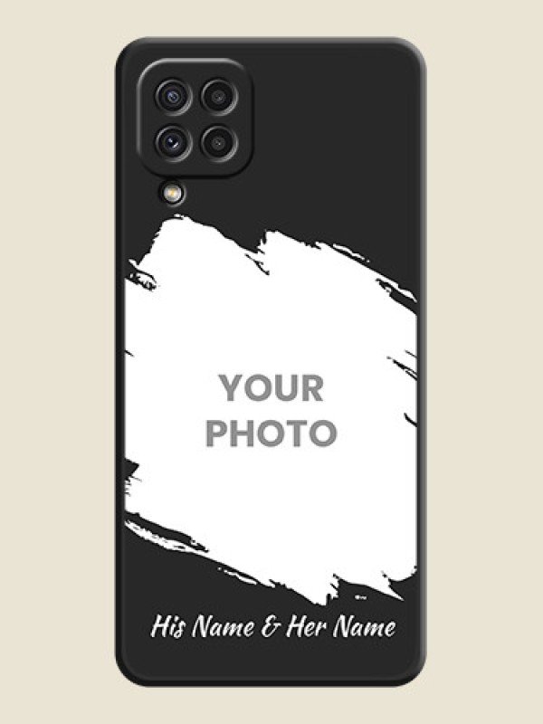 Custom Grunge Brush Strokes on Photo on Space Black Soft Matte Back Cover - Galaxy A22 4G - alternate view